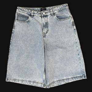WESC Baggy Wide Leg Jean Shorts Men's 32 Skater Grunge Denim Jorts Skater Y2K
